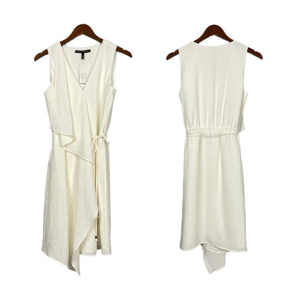 White House Black Market | NWT WHBM White Sleeveless Waterfall Ruffle Wrap Dress - Picture 5 of 11